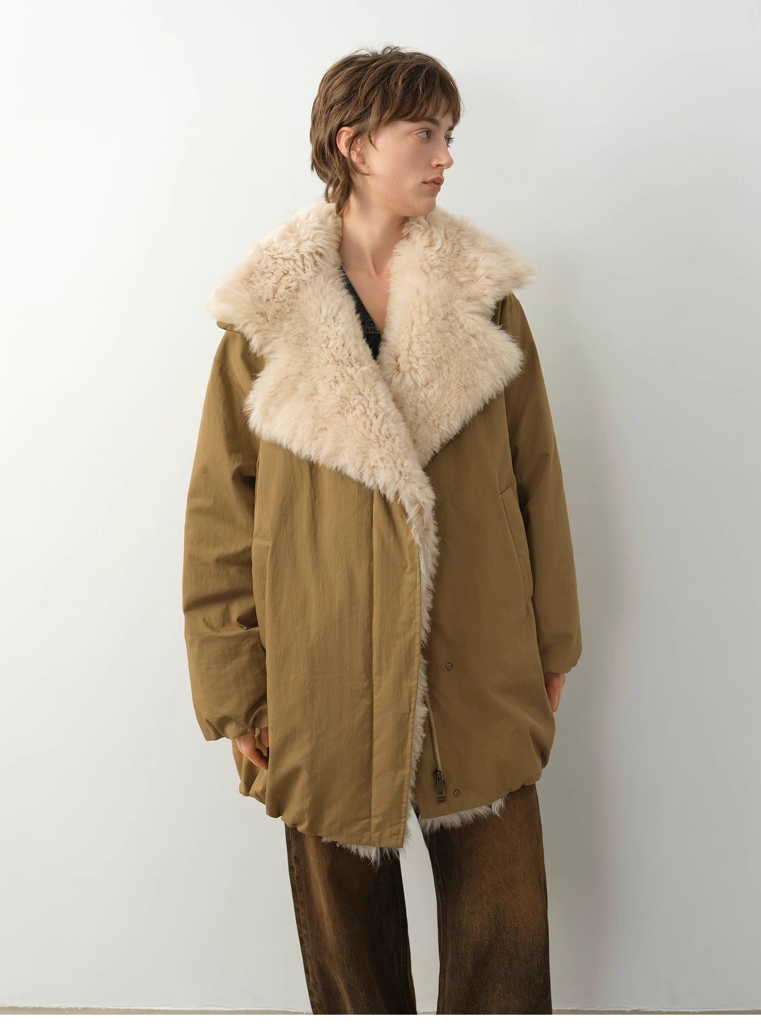 "Modern Introduction" detachable toka fur collar fur coat silhouette 90 goose down parka winter