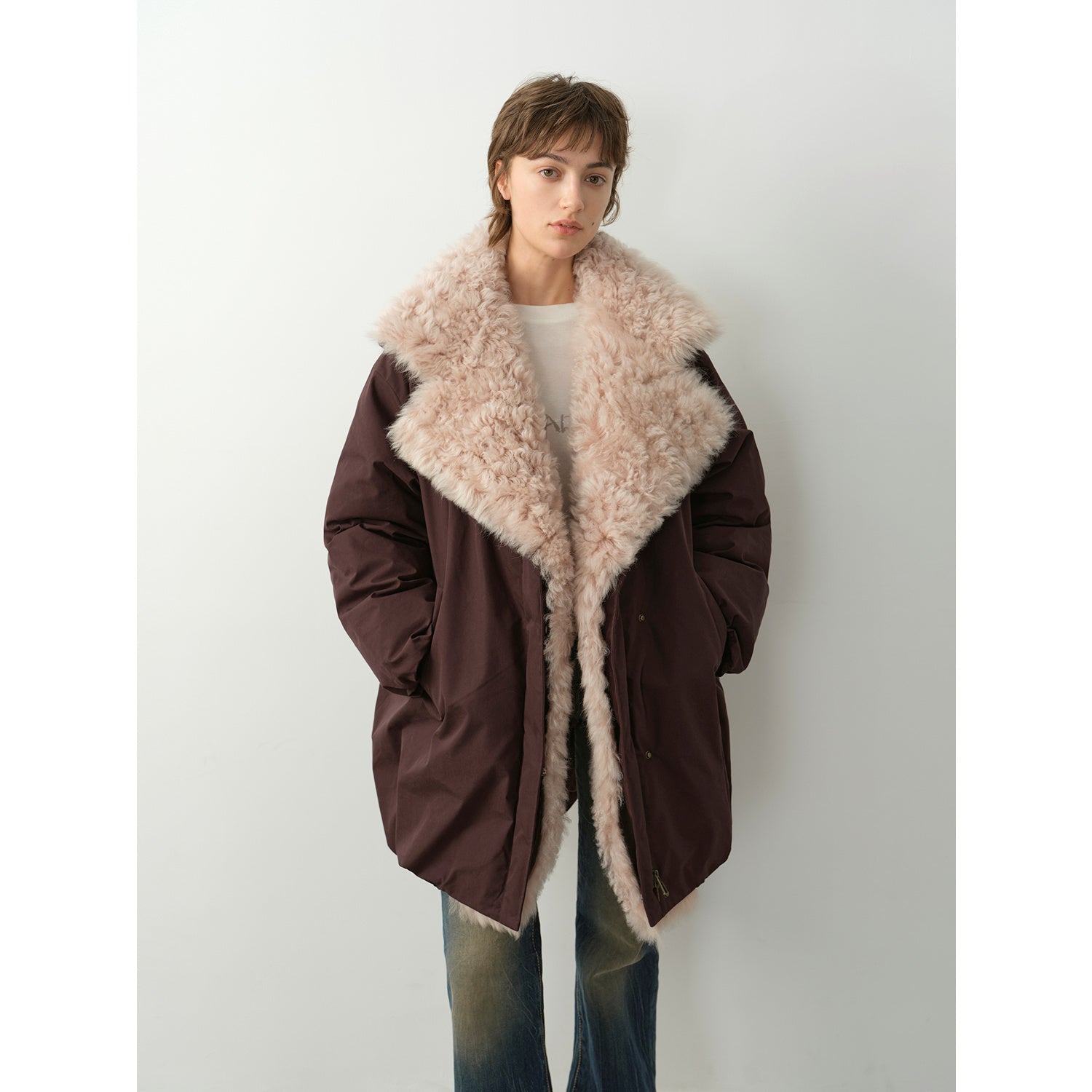 "Modern Introduction" detachable toka fur collar fur coat silhouette 90 goose down parka winter