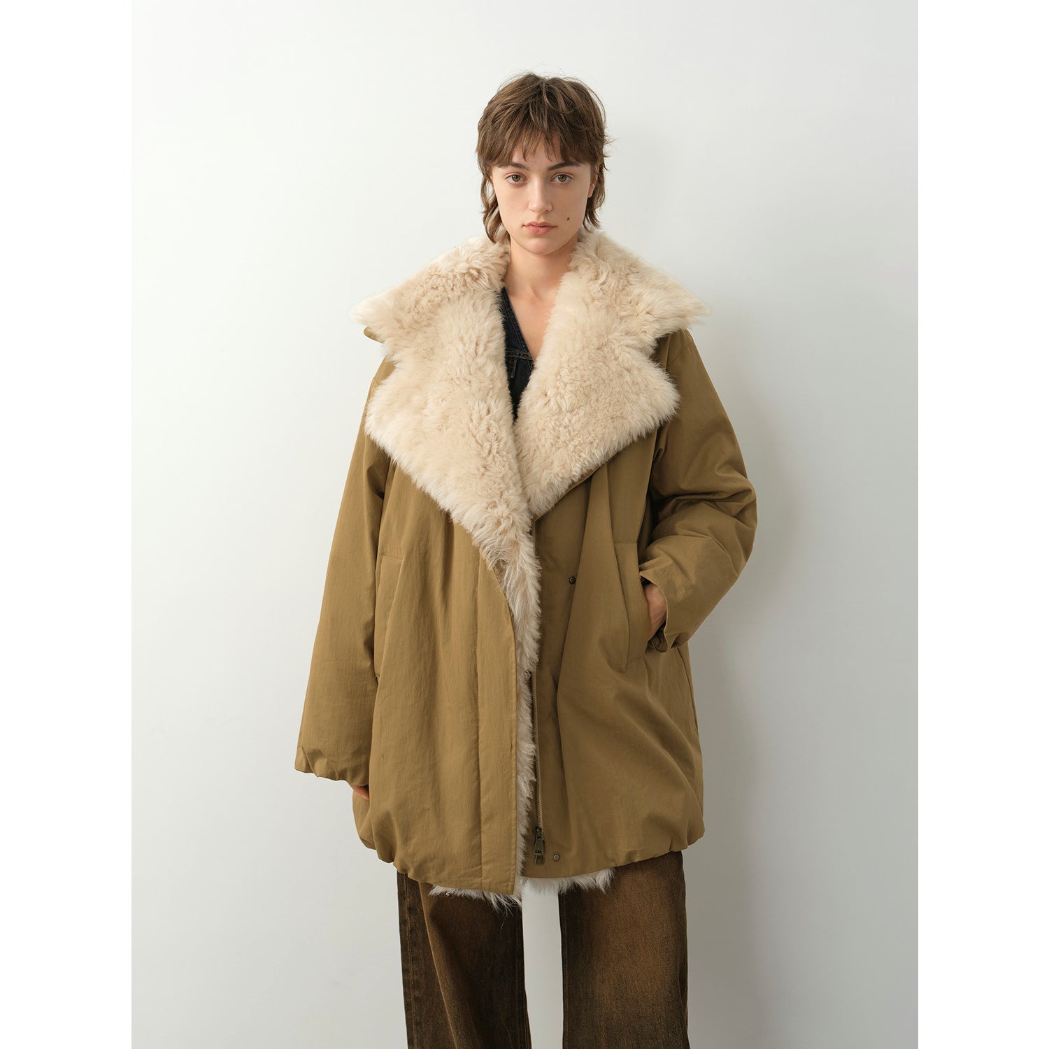 "Modern Introduction" detachable toka fur collar fur coat silhouette 90 goose down parka winter