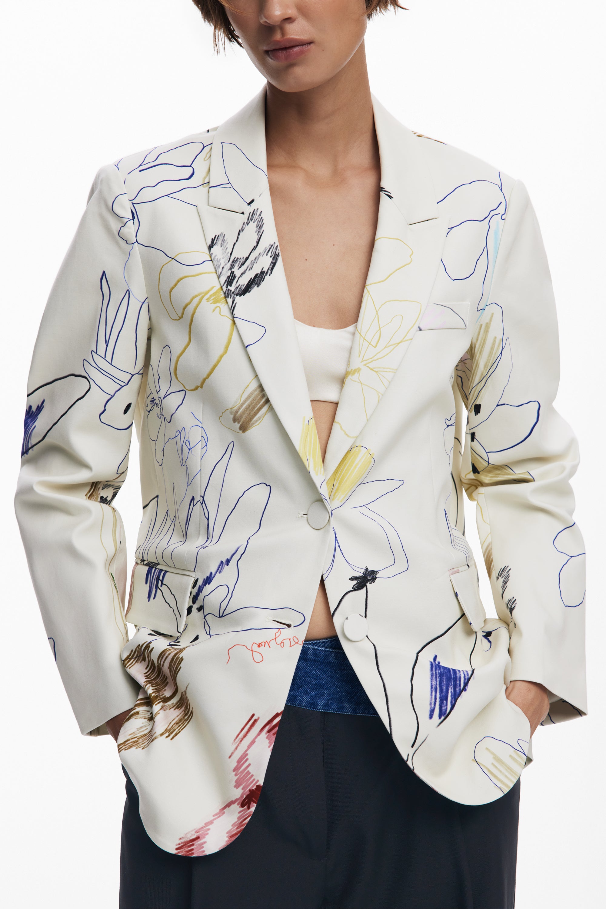 DESIGUAL CLASSIC WOMEN'S WHITE JACKET